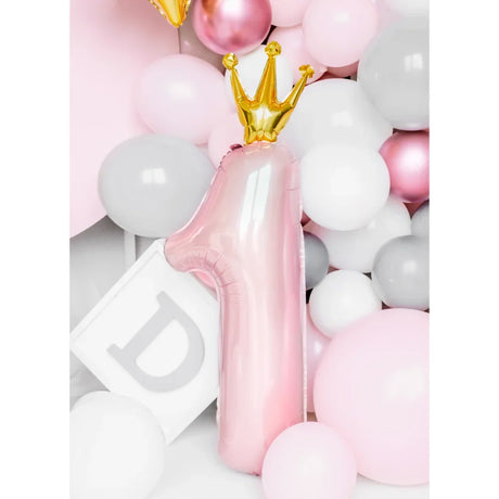 Foil Balloon Number 1 with Gold Crown