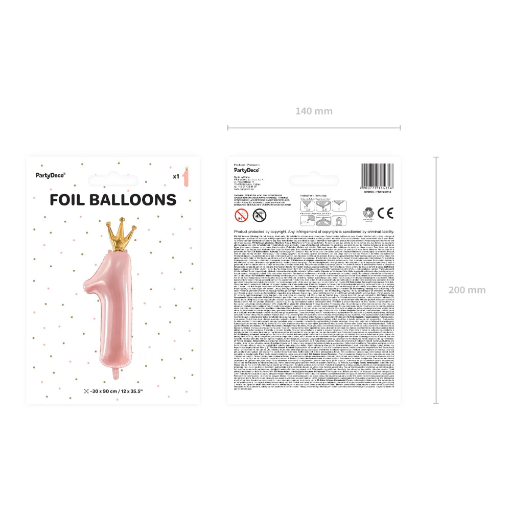 Foil Balloon Number 1 with Gold Crown