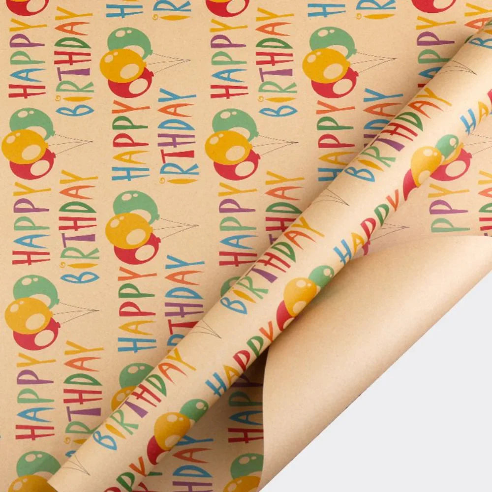 Happy Birthday Balloon Kraft Gift Wrapping Paper 50 x 70 Cm Set of 6 Pcs