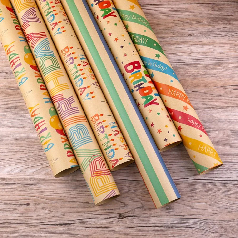 Happy Birthday Letter Kraft Gift Wrapping Paper 50 x 70 Cm Set of 6 Pcs