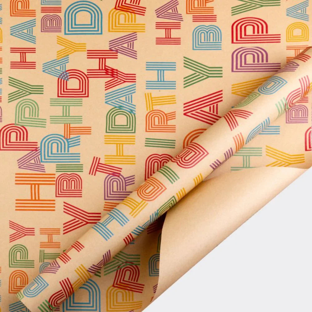 Happy Birthday Letter Kraft Gift Wrapping Paper 50 x 70 Cm Set of 6 Pcs