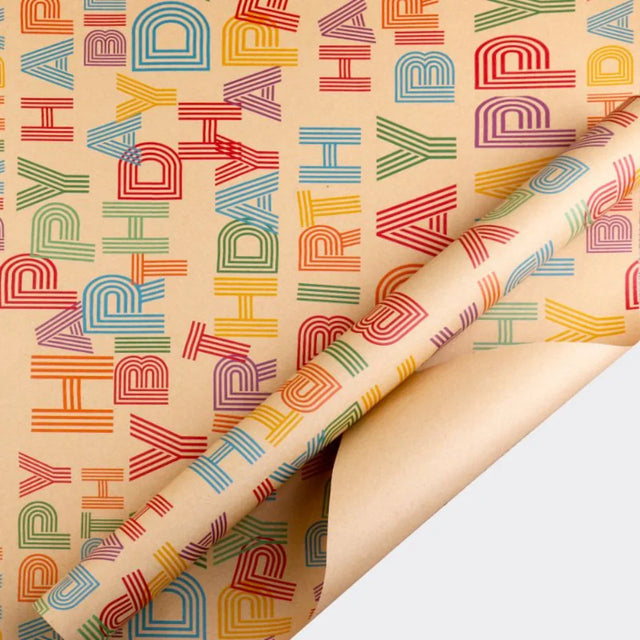 Happy Birthday Letter Kraft Gift Wrapping Paper 50 x 70 Cm Set of 6 Pcs