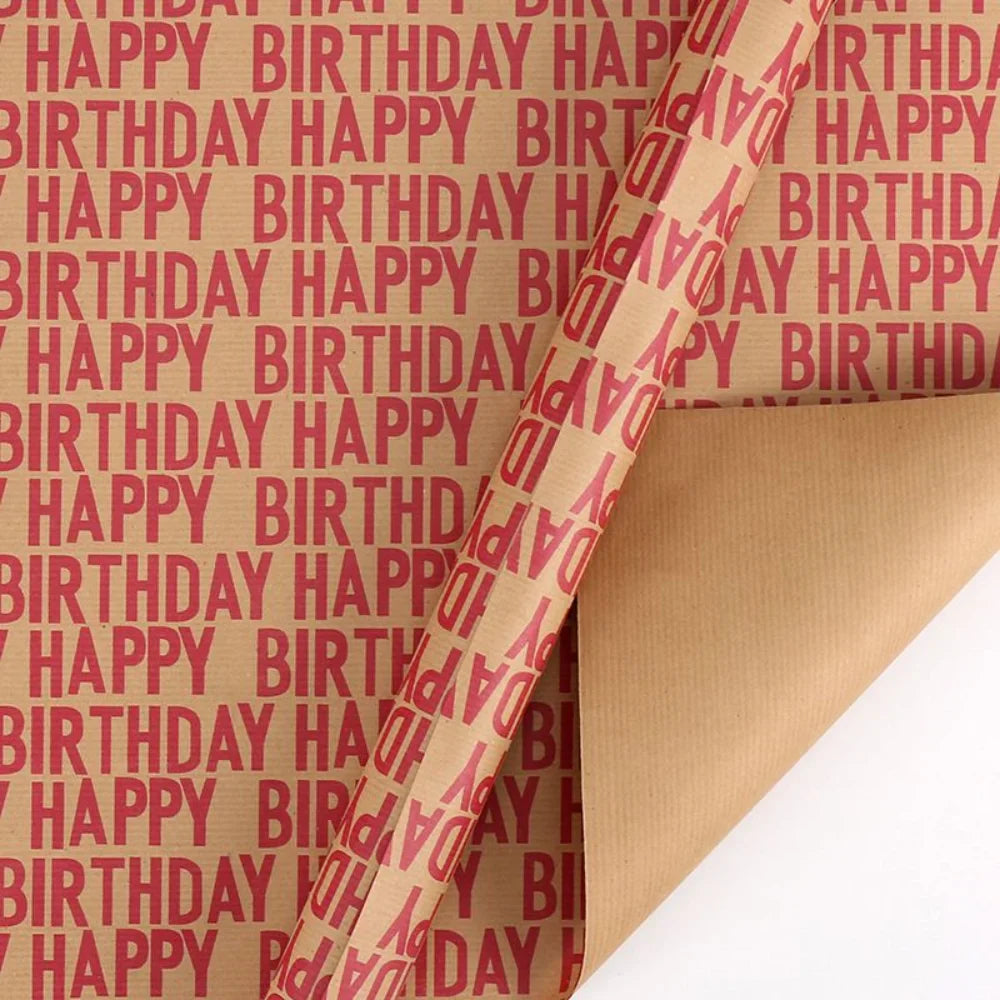 Happy Birthday Kraft Gift Wrapping Paper 50 x 70 Cm Set of 6 Pcs