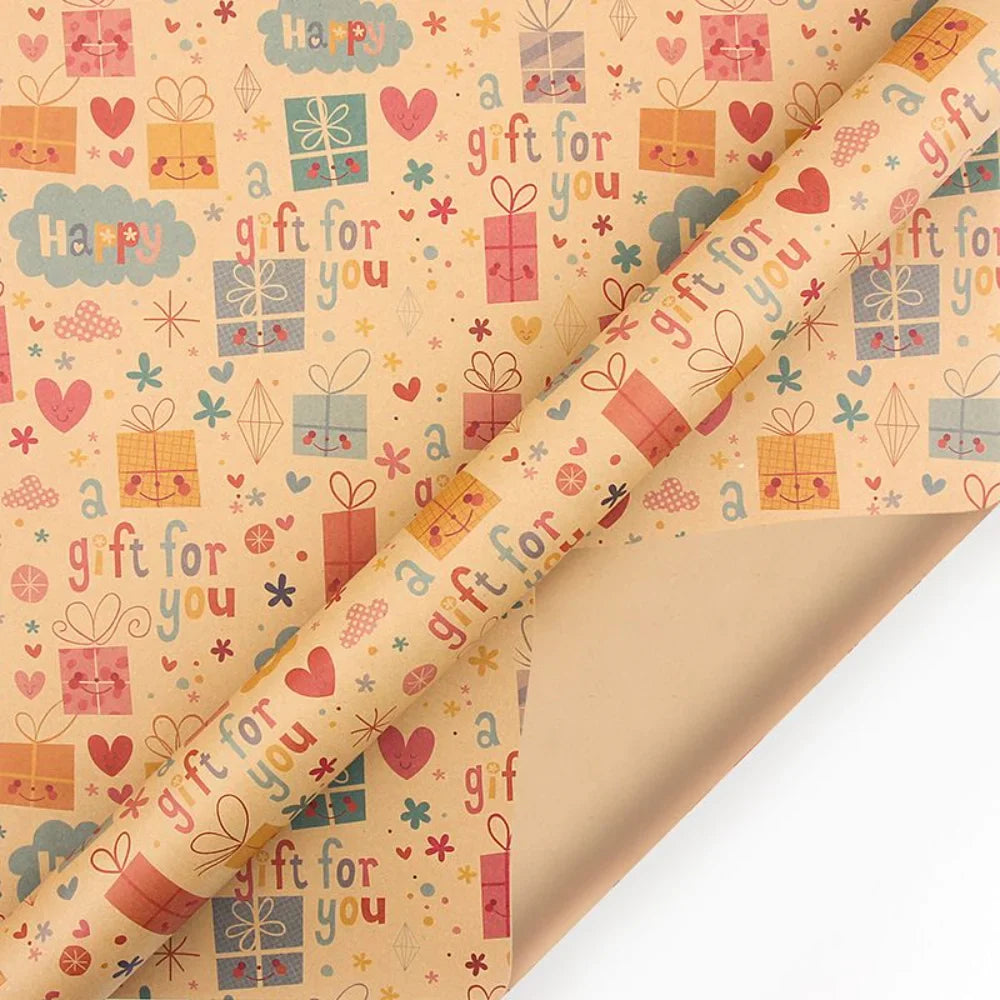 Gift For You Kraft Gift Wrapping Paper 50 x 70 Cm Set of 6 Pcs