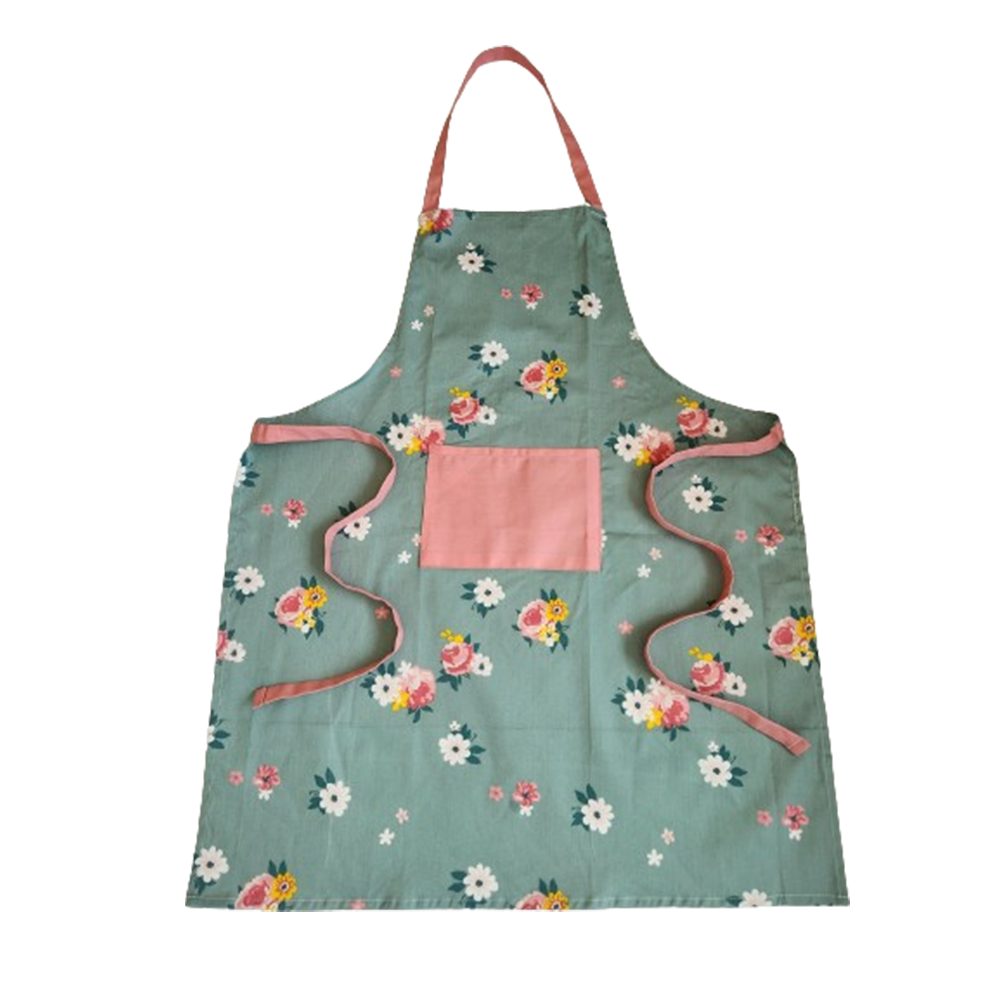 BYFT Orchard Apron - Green and Pink Floral Cotton Cooking Apron