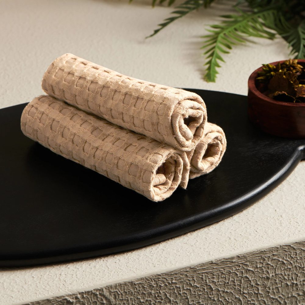 BYFT Orchard Heavy Waffle Dish Cloth 30 x 30 Cm - Super Absorbent Pure Cotton Kitchen Towel