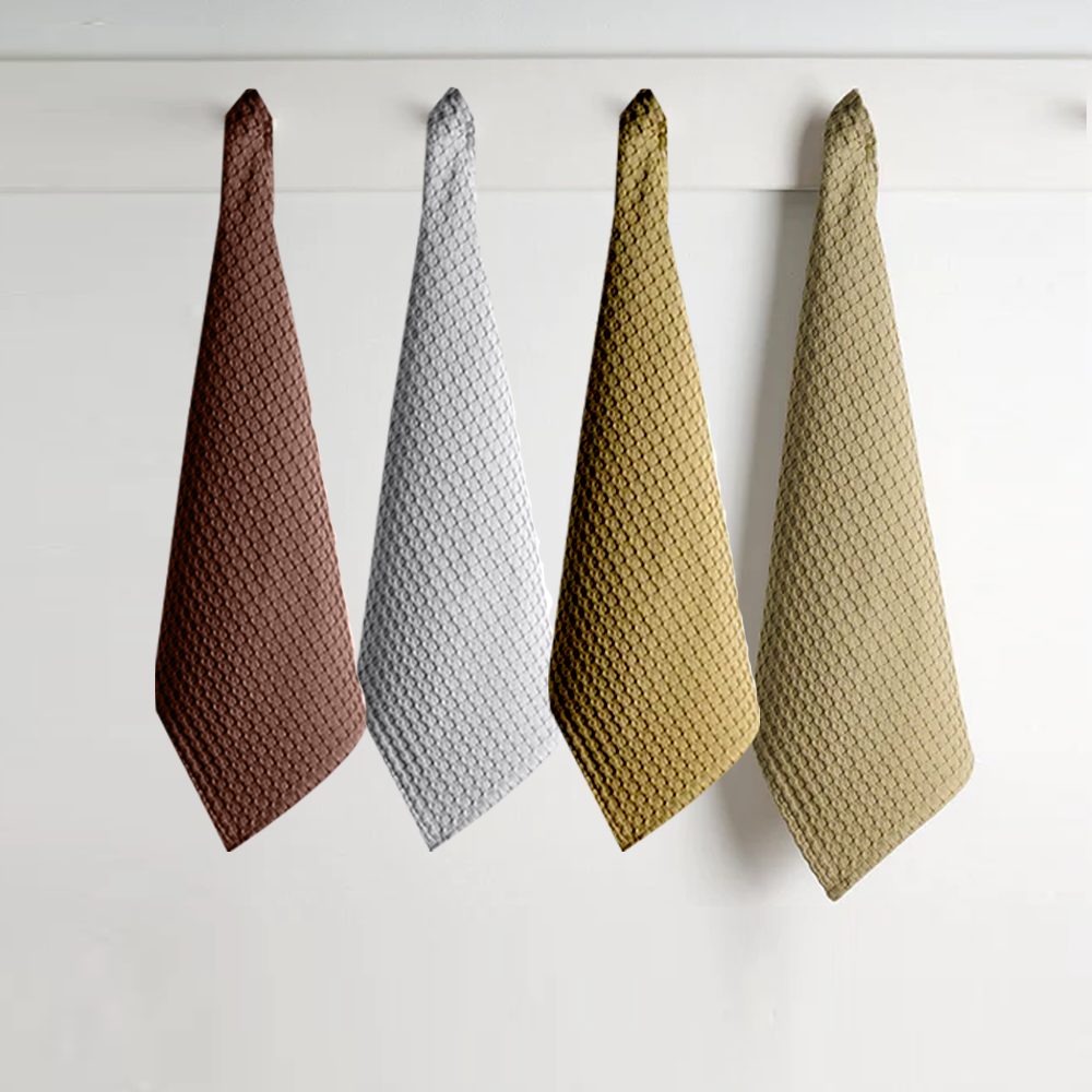 BYFT Orchard Heavy Waffle Kitchen & Hand Towel, Pure Cotton, 50 x 70 cm, Super Absorbent