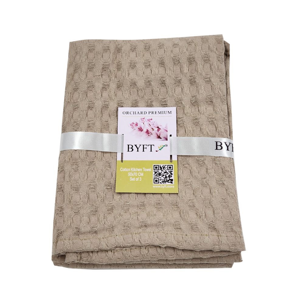BYFT Orchard Heavy Waffle Kitchen & Hand Towel, Pure Cotton, 50 x 70 cm, Super Absorbent