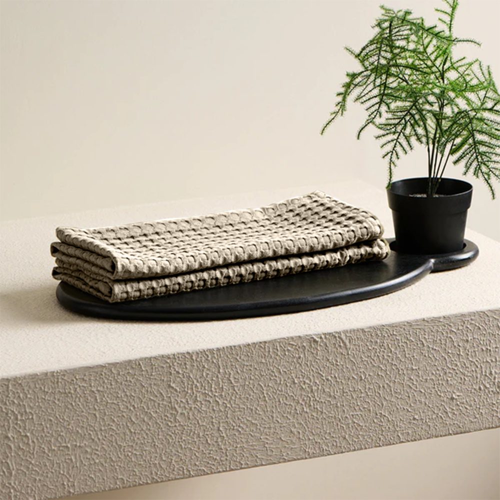 BYFT Orchard Heavy Waffle Kitchen & Hand Towel, Pure Cotton, 50 x 70 cm, Super Absorbent