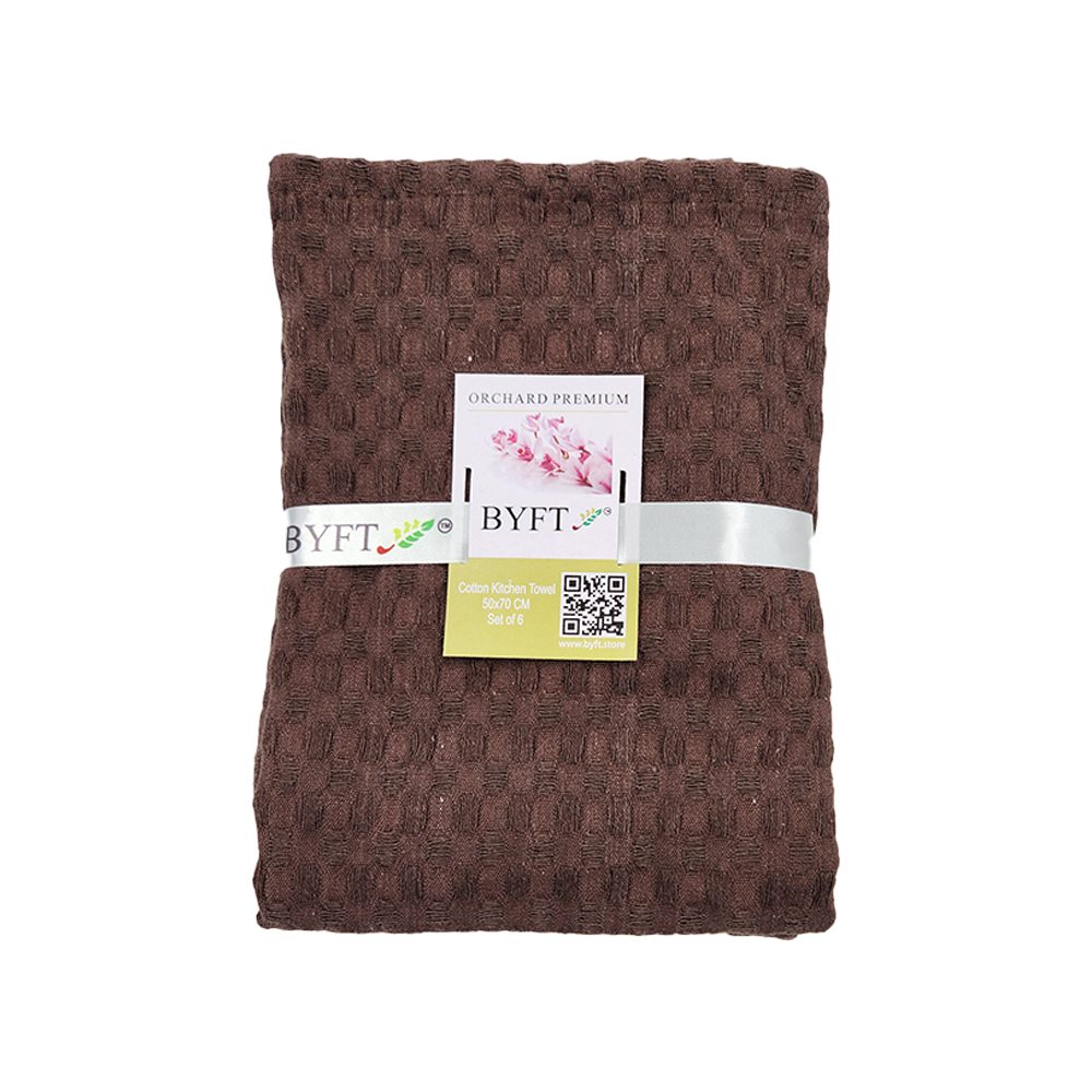 BYFT Orchard Heavy Waffle Kitchen & Hand Towel, Pure Cotton, 50 x 70 cm, Super Absorbent