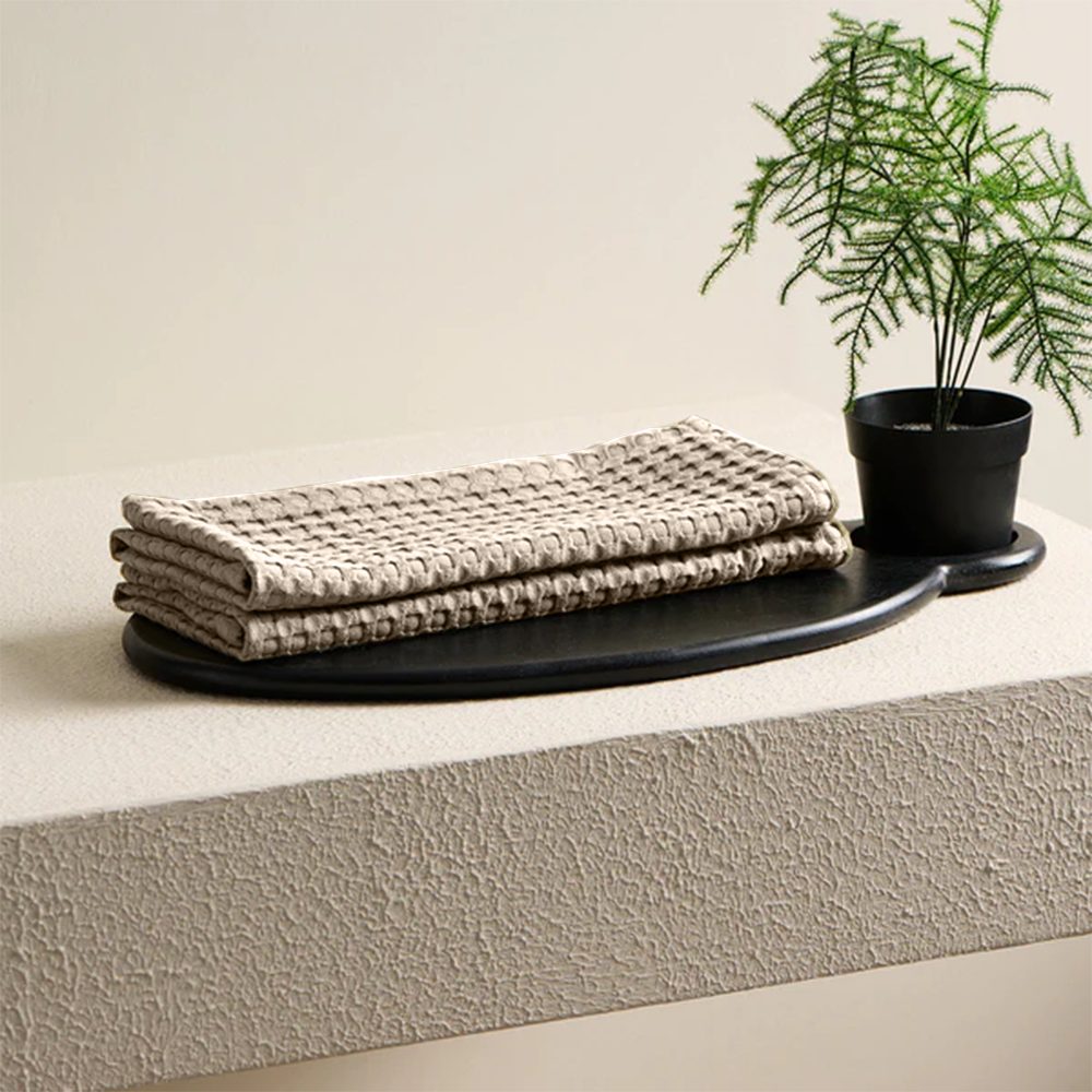 BYFT Orchard Heavy Waffle Kitchen & Hand Towel, Pure Cotton, 50 x 70 cm, Super Absorbent