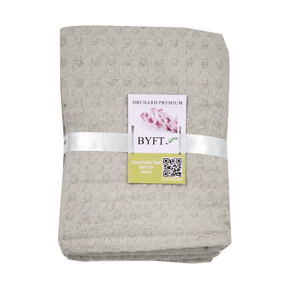 BYFT Orchard Heavy Waffle Kitchen & Hand Towel, Pure Cotton, 50 x 70 cm, Super Absorbent