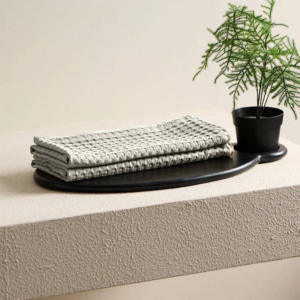 BYFT Orchard Heavy Waffle Kitchen & Hand Towel, Pure Cotton, 50 x 70 cm, Super Absorbent