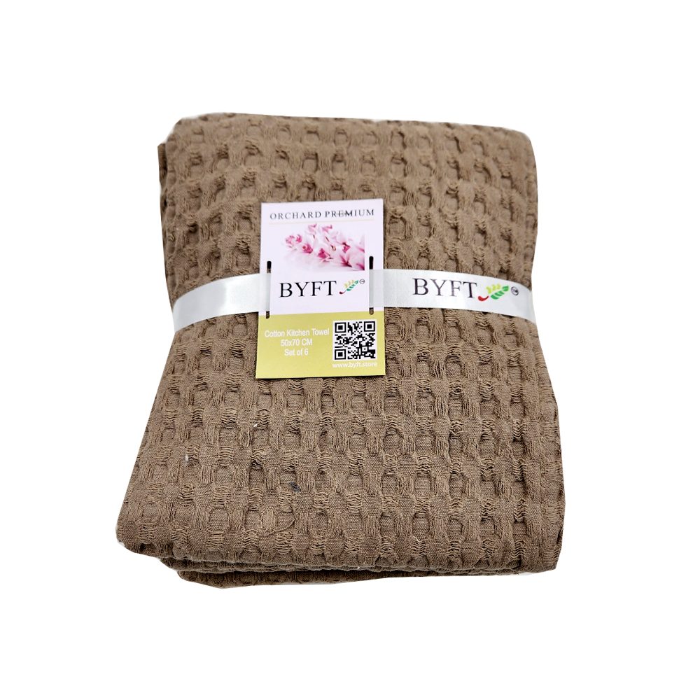 BYFT Orchard Heavy Waffle Kitchen & Hand Towel, Pure Cotton, 50 x 70 cm, Super Absorbent