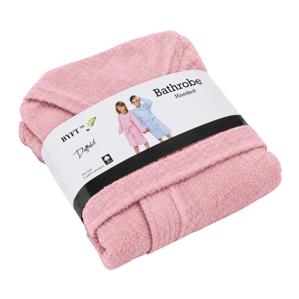 BYFT Daffodil Kids Hooded Bathrobe Luxury Cotton Soft, Absorbent, Quick-Dry