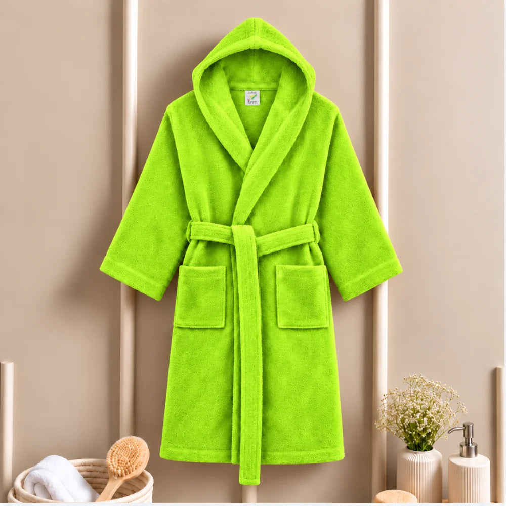 BYFT Daffodil Kids Hooded Bathrobe Luxury Cotton Soft, Absorbent, Quick-Dry