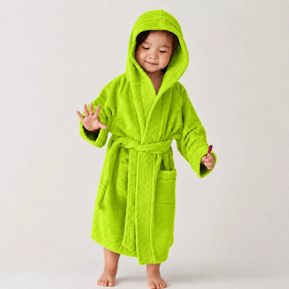 BYFT Daffodil Kids Hooded Bathrobe Luxury Cotton Soft, Absorbent, Quick-Dry