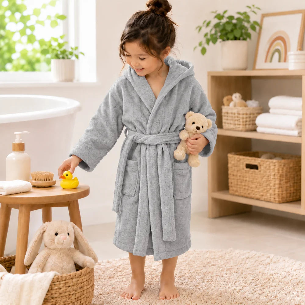 BYFT Daffodil Kids Hooded Bathrobe Luxury Cotton Soft, Absorbent, Quick-Dry