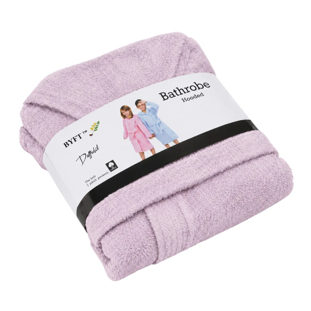 BYFT Daffodil Kids Hooded Bathrobe Luxury Cotton Soft, Absorbent, Quick-Dry