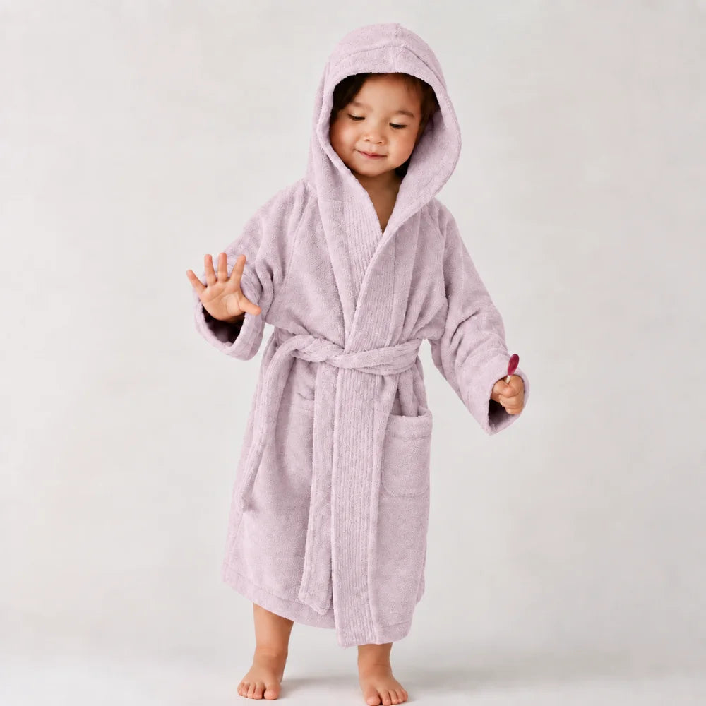 BYFT Daffodil Kids Hooded Bathrobe Luxury Cotton Soft, Absorbent, Quick-Dry
