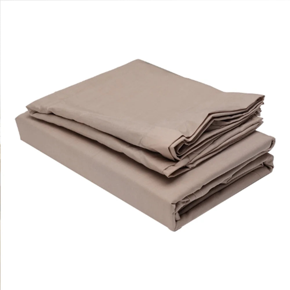 BYFT023559 Home Tex Design King Flat Sheet 240 x 260 Cm 2 Pillow Cover 50 x 75 Cm Taupe 100 Cotton Set of 3 B.webp