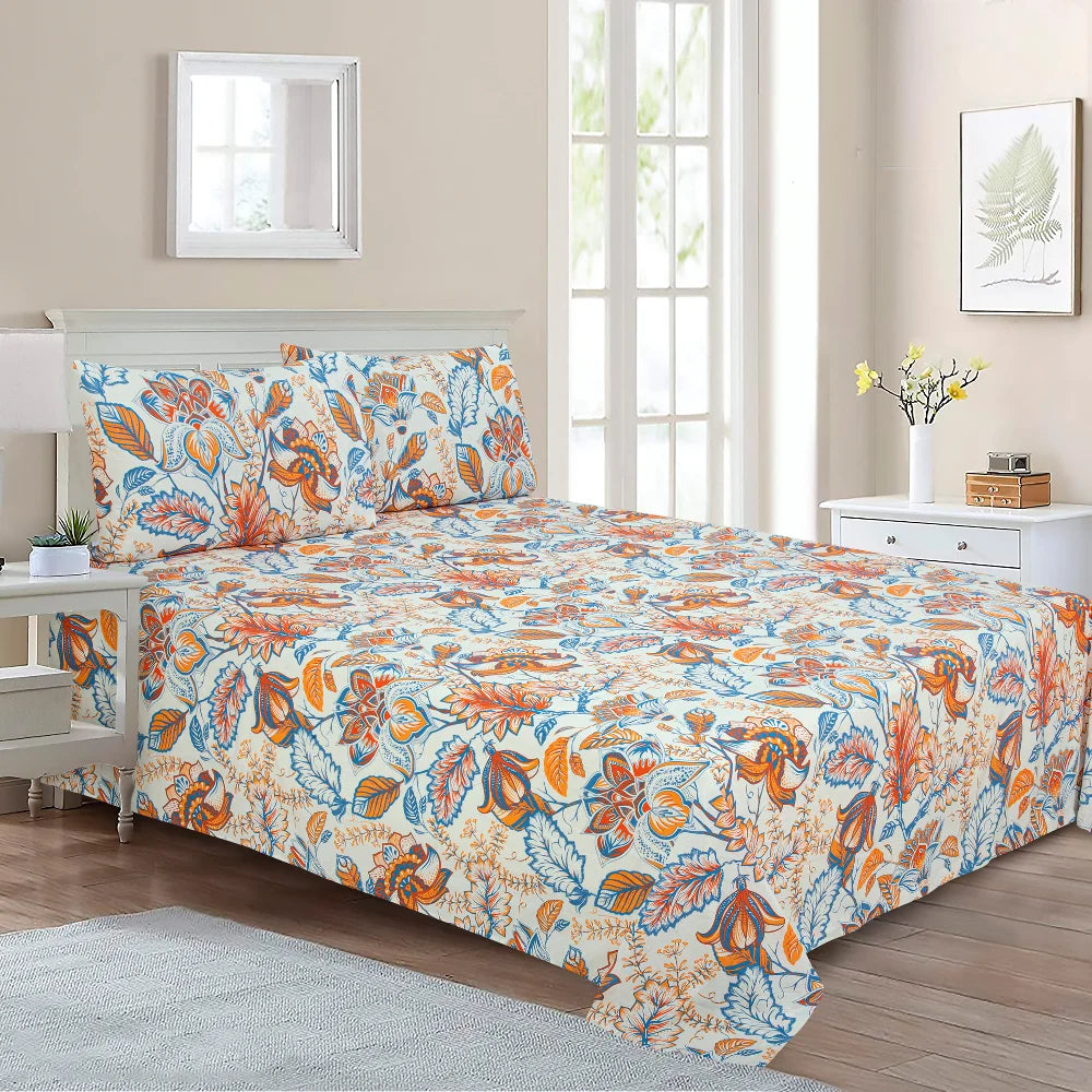 BYFT023596 Home Tex Design King Flat Sheet 240 x 260 Cm 2 Pillow Cover 50 x 80 Cm Ailleurs 100 Cotton Set of 3.webp