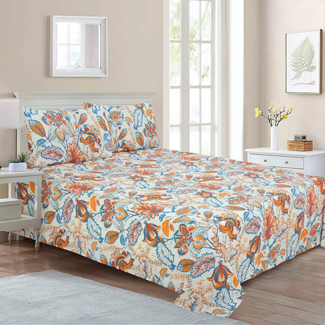 BYFT023596 Home Tex Design King Flat Sheet 240 x 260 Cm 2 Pillow Cover 50 x 80 Cm Ailleurs 100 Cotton Set of 3.webp