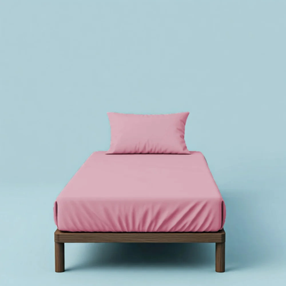 BYFT023609 Home Tex Design Single Flat Sheet 150 x 260 Cm 1 Pillow Cover 50 x 75 Cm Pink 100 Cotton Set of 2.webp