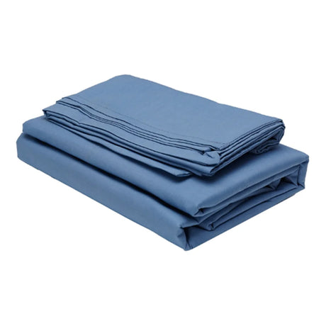 BYFT023614 Home Tex Design King Flat Sheet 240 x 260 Cm 2 Pillow Cover 50 x 75 Cm Blue Dyed 100 Cotton Set of 3 B.webp