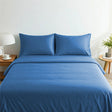 BYFT023614 Home Tex Design King Flat Sheet 240 x 260 Cm 2 Pillow Cover 50 x 75 Cm Blue Dyed 100 Cotton Set of 3.webp