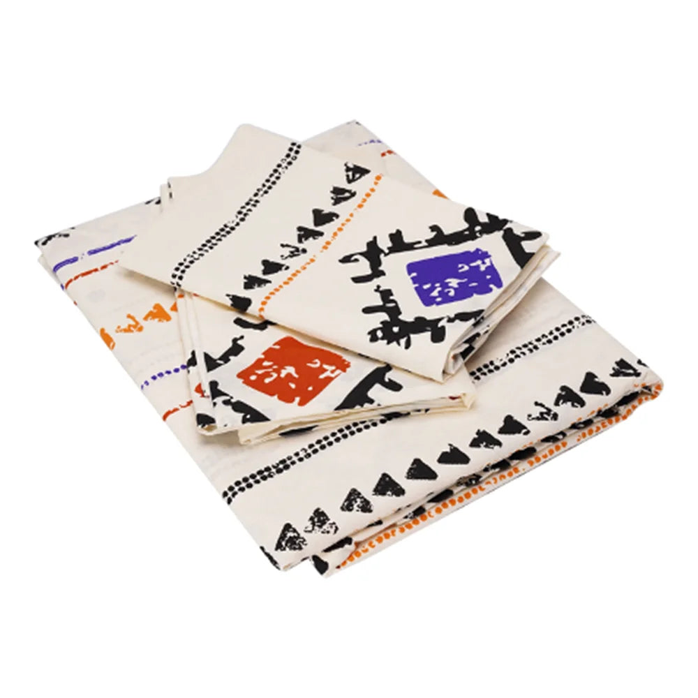 BYFT023633 Home Tex Design King Flat Sheet 240 x 260 Cm 2 Pillow Cover 50 x 80 Cm Printed Cleta 100 Cotton Set of 3.webp