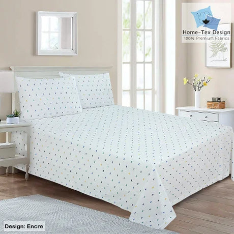 BYFT023635 Home Tex Design King Flat Sheet 240 x 260 Cm 2 Pillow Cover 50 x 80 Cm Encre 100 Cotton Set of 3.webp