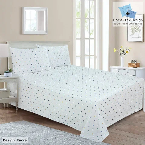 BYFT023635 Home Tex Design King Flat Sheet 240 x 260 Cm 2 Pillow Cover 50 x 80 Cm Encre 100 Cotton Set of 3.webp