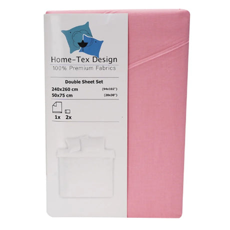 BYFT023639 Home Tex Design King Flat Sheet 240 x 260 Cm 2 Pillow Cover 50 x 75 Cm Dyed 100 Cotton Set of 3 A.webp