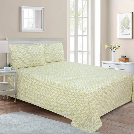 BYFT023641 Home Tex Design King Flat Sheet 240 x 260 Cm 2 Pillow Cover 50 x 80 Cm Feuille Coord 100 Cotton Set of 3.webp