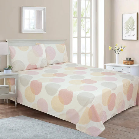 BYFT023643 Home Tex Design King Flat Sheet 240 x 260 Cm 2 Pillow Cover 50 x 80 Cm Lemay 100 Cotton Set of 3.webp