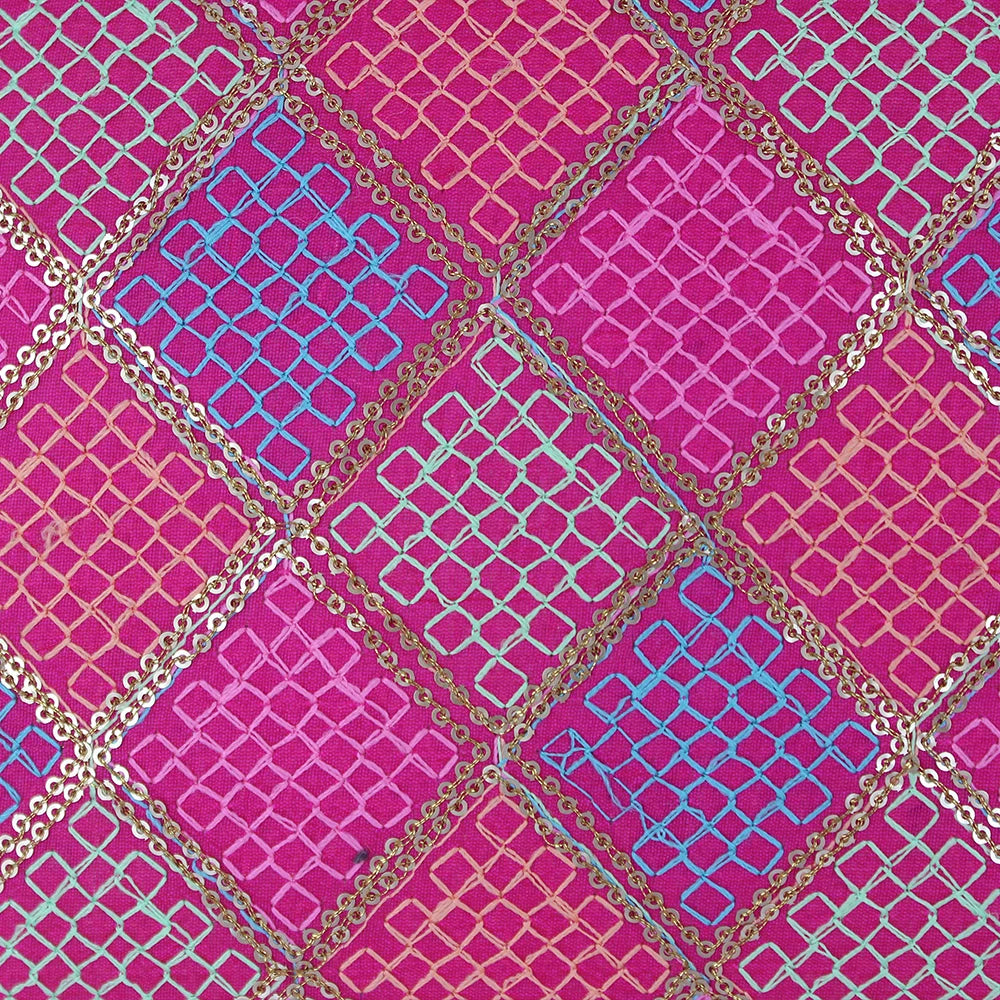 BYFT Orchard Cushion Cover 18 x 18 inch (Diagonal Checks Design - Fuchsia Pink) 45 x 45 cm Luxury Decorative Cushion Cover for Sofa, Bed & Living Room - Set of 02