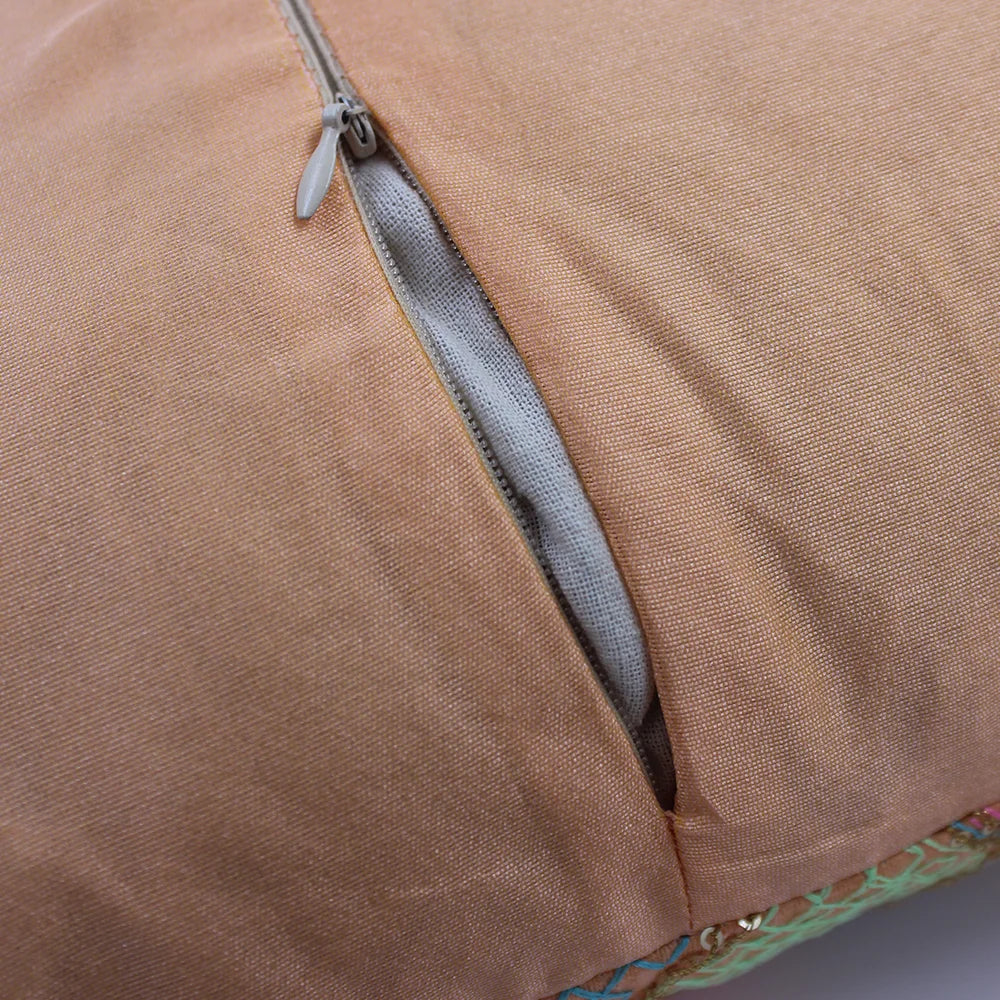 BYFT Orchard Cushion Cover 18 x 18 inch (Diagonal Checks Design - Peach) 45 x 45 cm Luxury Decorative Cushion Cover for Sofa, Bed & Living Room - Set of 02