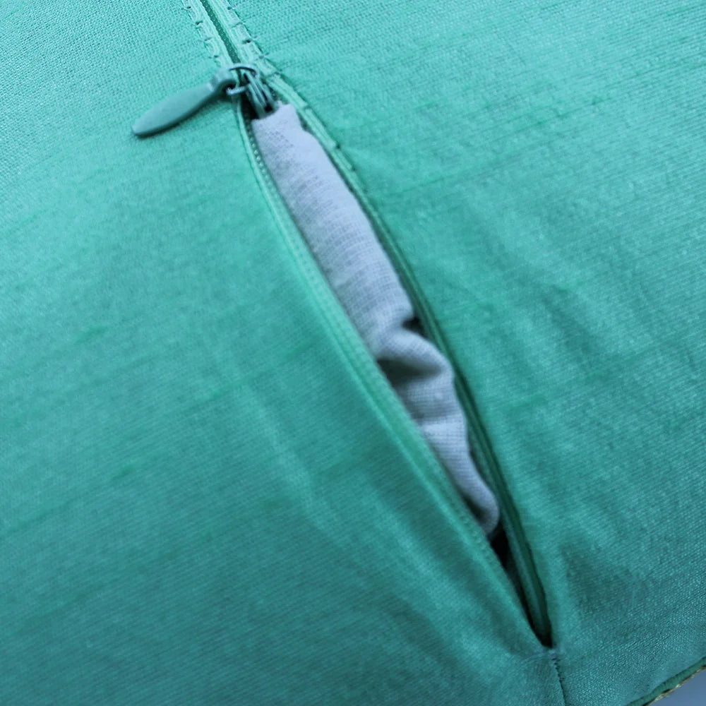 BYFT Orchard Cushion Cover 18 x 18 inch (Golden Checks Design - Green) 45 x 45 cm Luxury Decorative Cushion Cover for Sofa, Bed & Living Room - Set of 02