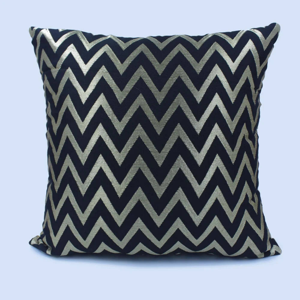 BYFT Orchard Cushion Cover 16 x 16 inch (Zig Zag Design - Black) 40 x 40 cm Luxury Decorative Cushion Cover for Sofa, Bed & Living Room - Set of 02