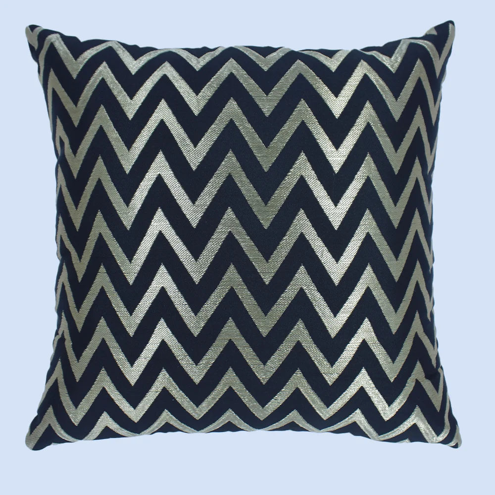 BYFT Orchard Cushion Cover 16 x 16 inch (Zig Zag Design - Black) 40 x 40 cm Luxury Decorative Cushion Cover for Sofa, Bed & Living Room - Set of 02