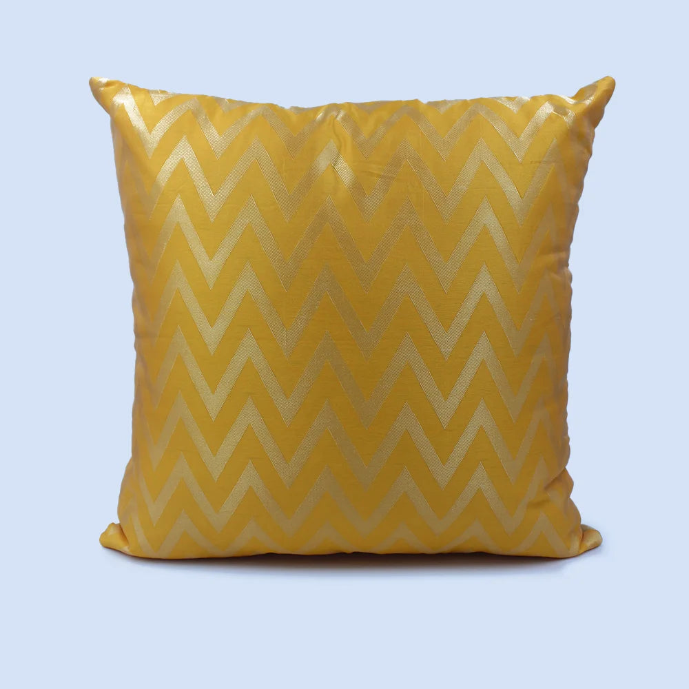 BYFT Orchard Cushion Cover 16 x 16 inch (Zig Zag Design - Yellow) 40 x 40 cm Luxury Decorative Cushion Cover for Sofa, Bed & Living Room - Set of 02