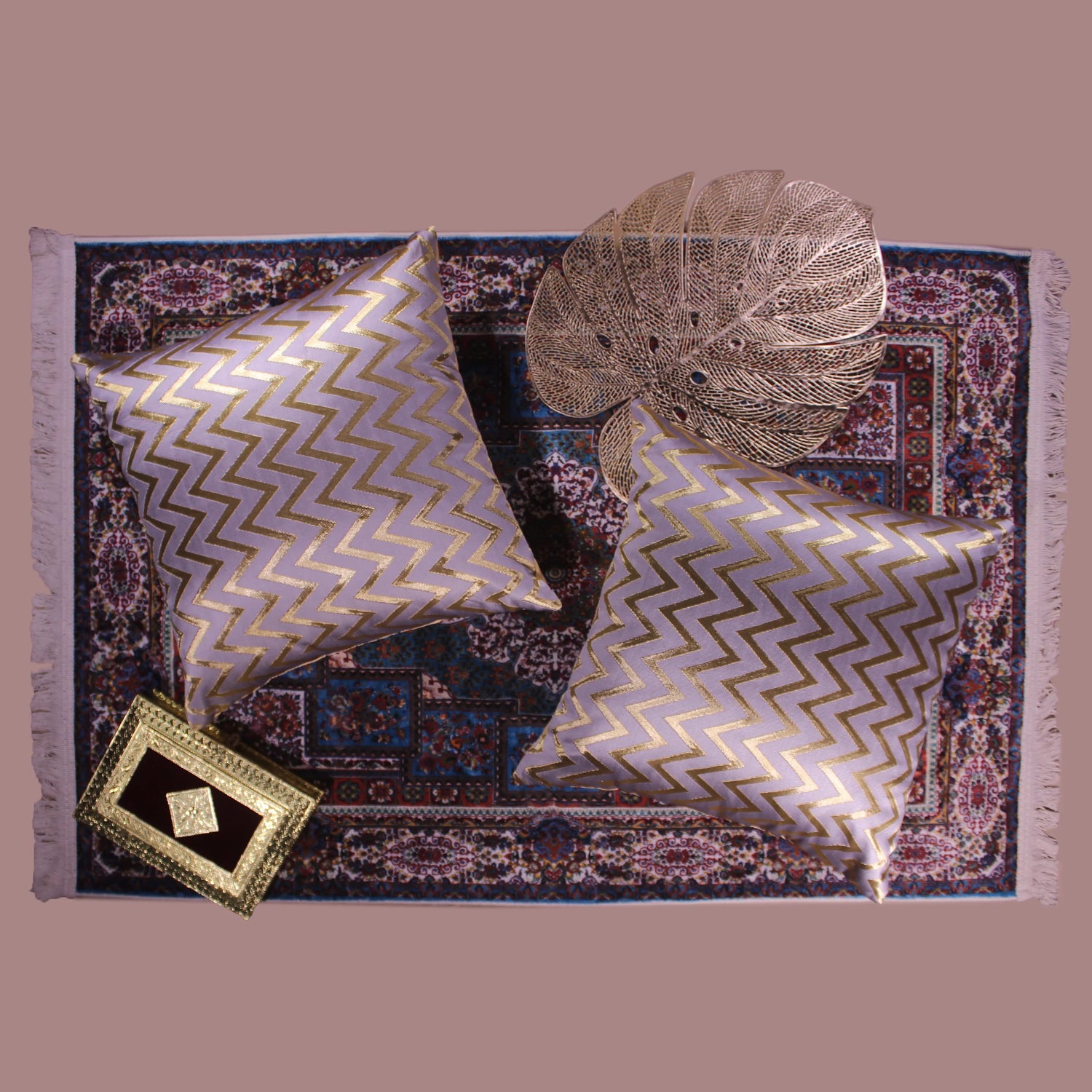 BYFT Orchard Cushion Cover 18 x 18 inch (Zig Zag Design - Grey) 45 x 45 cm Luxury Decorative Cushion Cover for Sofa, Bed & Living Room - Set of 02