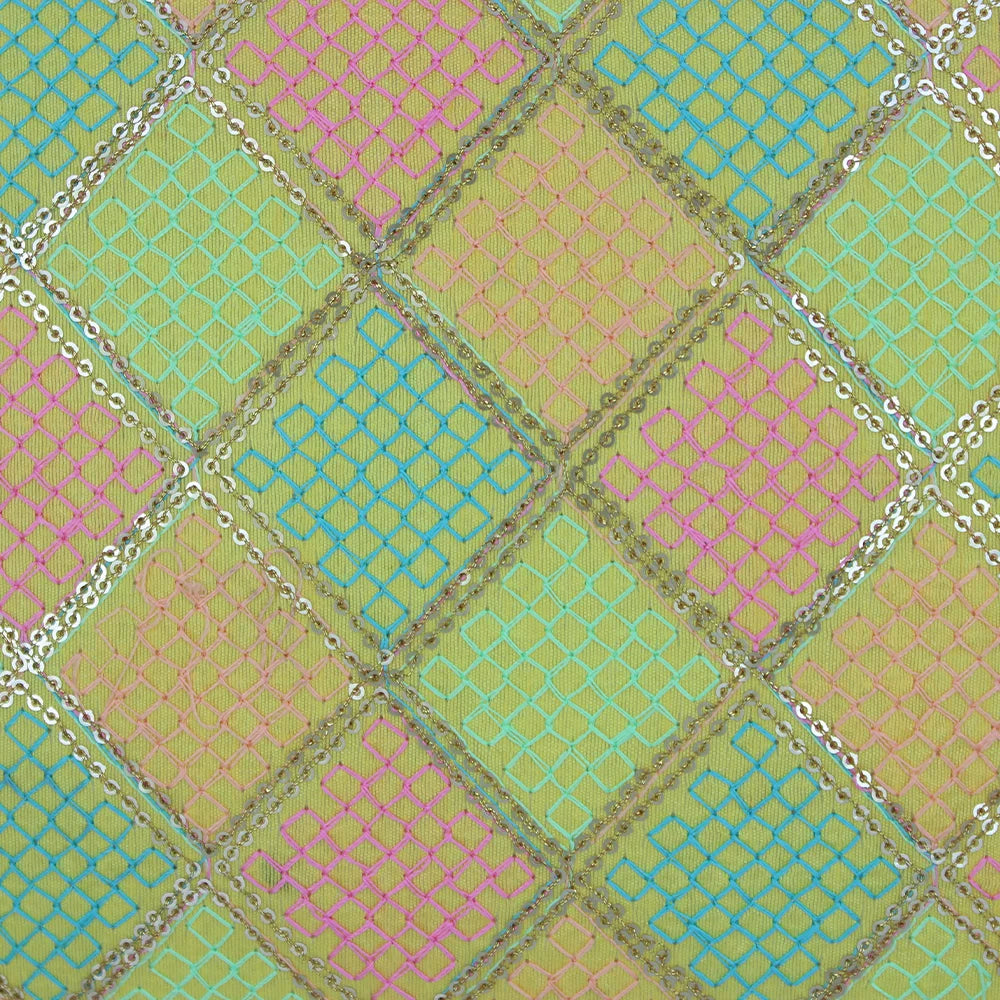 BYFT Orchard Cushion Cover 18 x 18 inch (Diagonal Checks Design - Yellow) 45 x 45 cm Luxury Decorative Cushion Cover for Sofa, Bed & Living Room - Set of 02