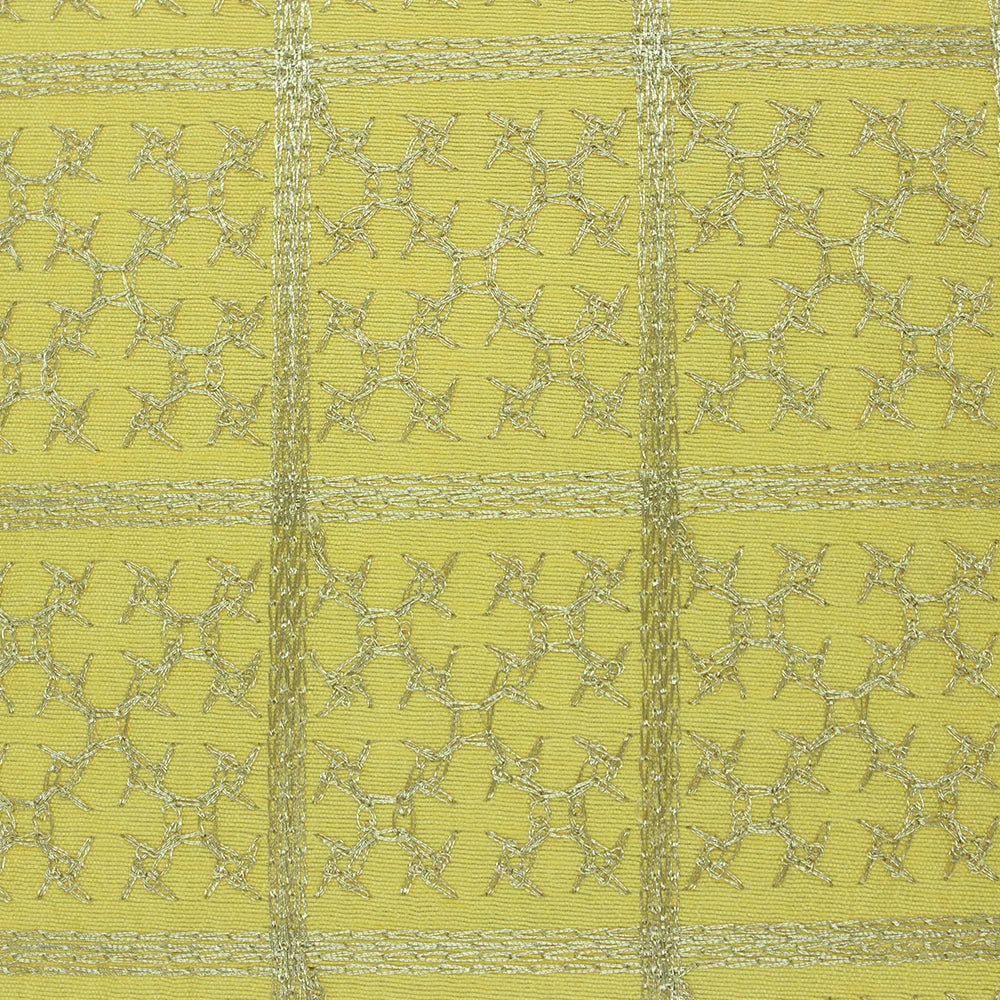 BYFT Orchard Cushion Cover 18 x 18 inch (Golden Checks Design - Yellow) 45 x 45 cm Luxury Decorative Cushion Cover for Sofa, Bed & Living Room - Set of 02