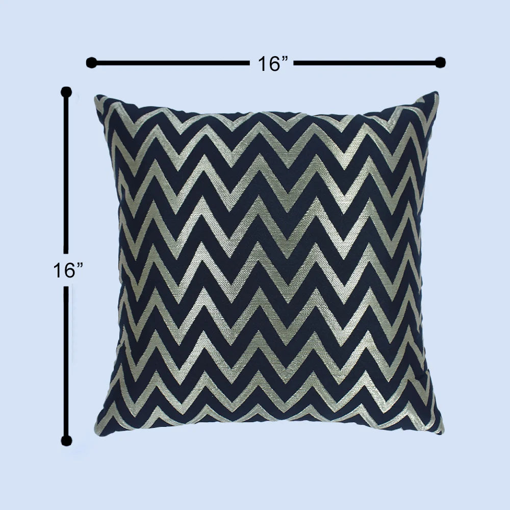 BYFT Orchard Cushion Cover 16 x 16 inch (Zig Zag Design - Black) 40 x 40 cm Luxury Decorative Cushion Cover for Sofa, Bed & Living Room - Set of 02
