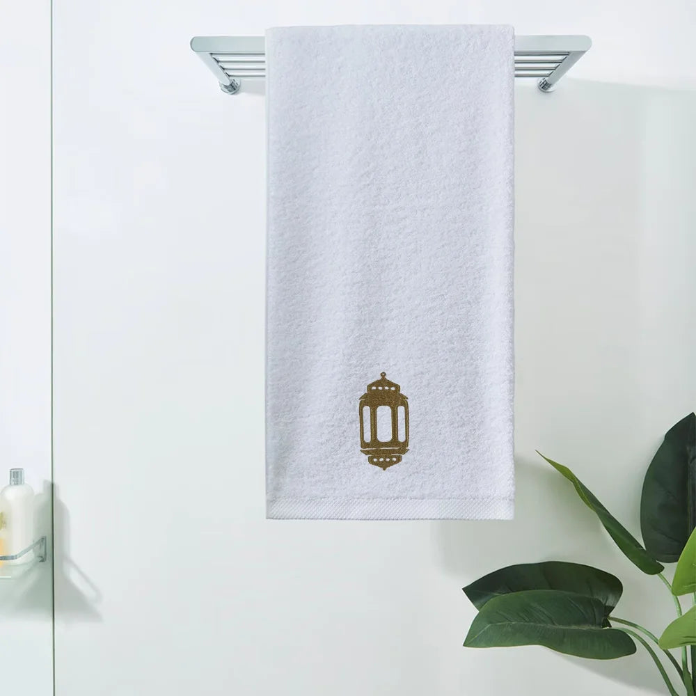 BYFT Embroidered For You Personalised Cotton Towel - Ramadan Lantern - Heritage Design High Quality Embroidery Perfect For Gifting