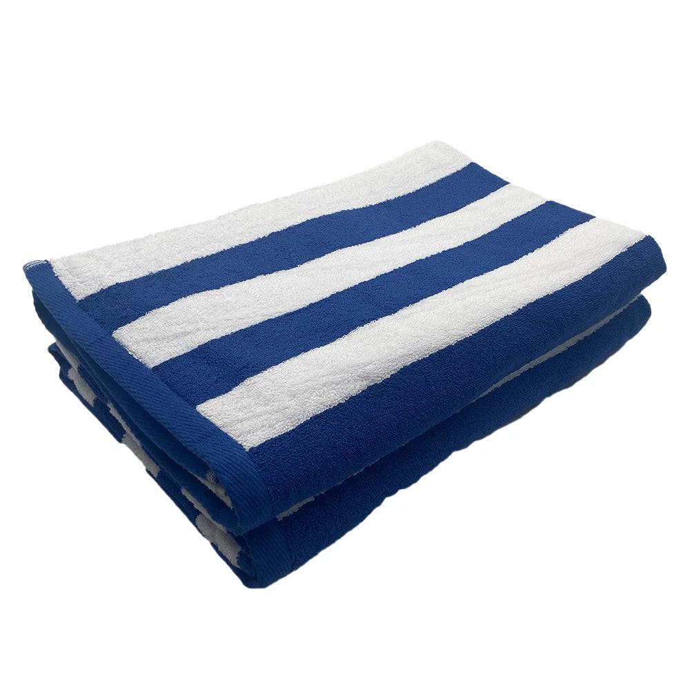 BYFT Petunia Blue - White Large Cabana Stripe 70 x 140 Cm Beach Towel Set of 02
