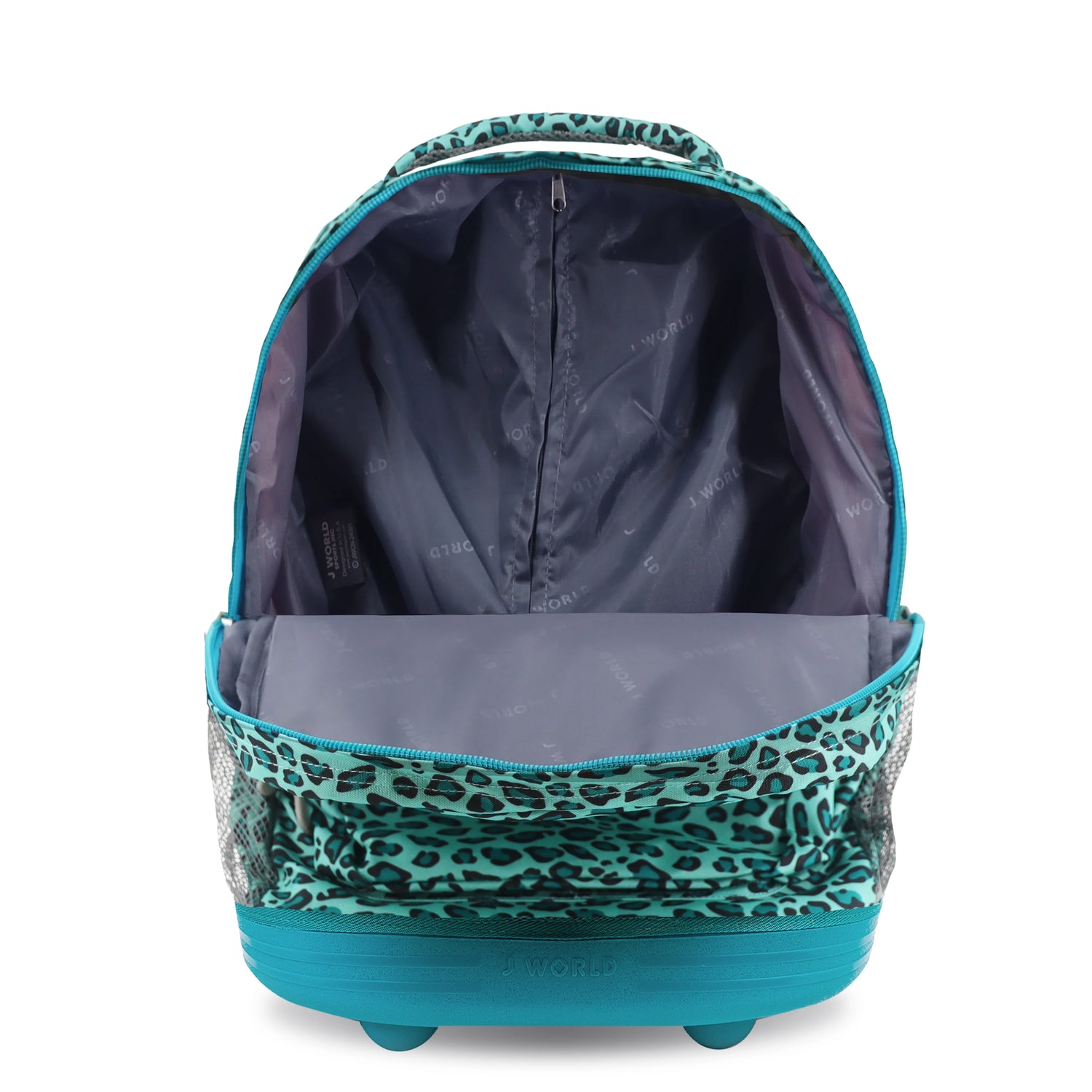 J World New York Sunrise Kids Rolling Backpack - MINT LEOPARD - 18 Inch