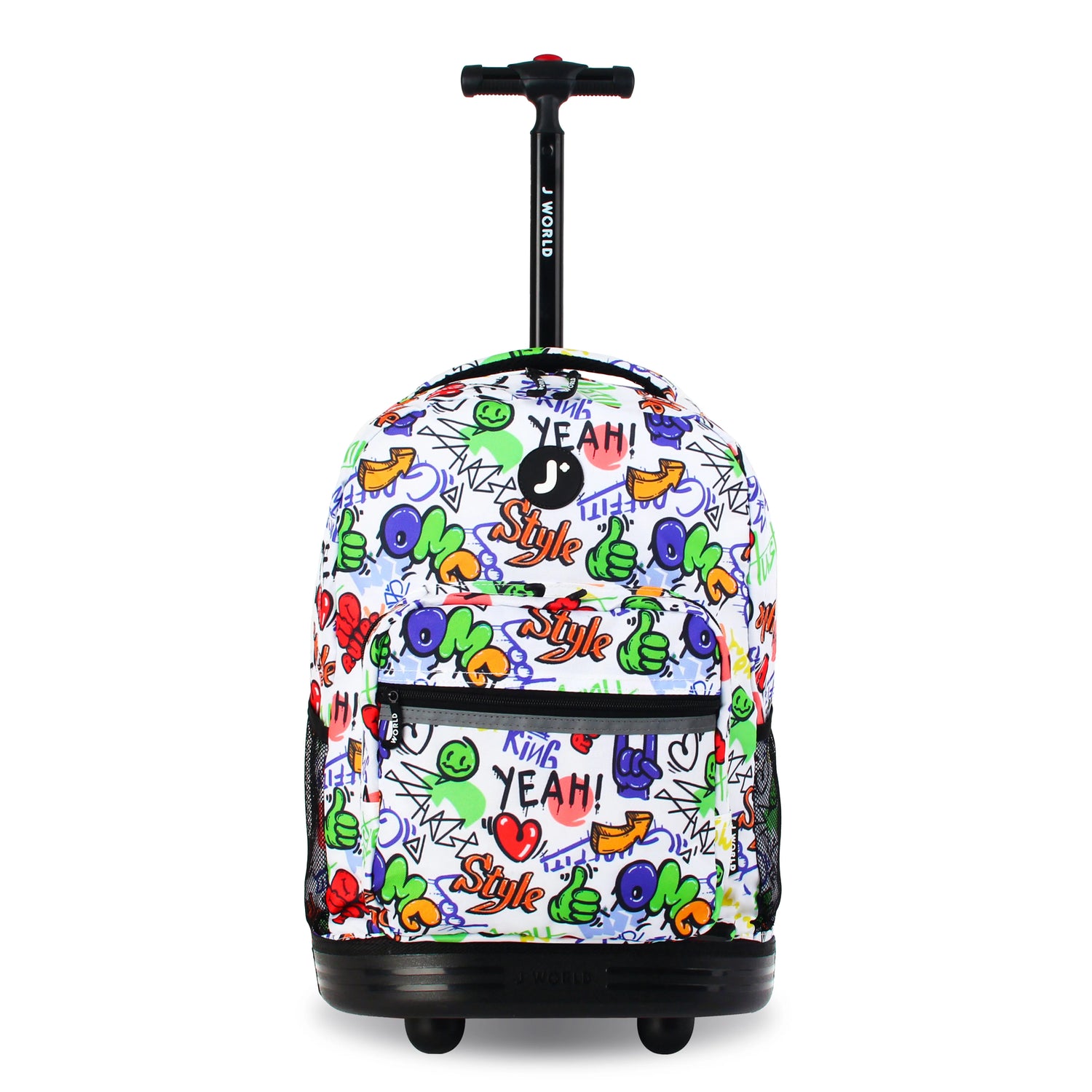 J World New York Sunrise Kids Rolling Backpack - STREET ART - 18 Inch